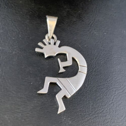 Navajo Kokopelli Pendant | Stamped Sterling Silver | 2.25" | Authentic Native American Handmade | 13682 - Masha USA