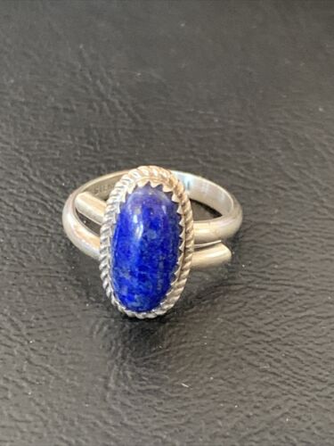 Women's Adjustable Navajo Lapis Lazuli Ring | Sterling Silver | Sz 6.5 | Authentic Native American Handmade | 12449