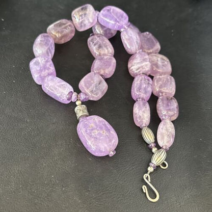 Navajo Purple Amethyst Necklace | Sterling Silver | 22" | Authentic Native American Handmade | 14296