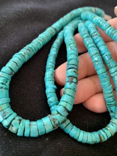 Navajo 3-Strand Turquoise Heishi Necklace | Sterling Silver | 24" | Authentic Native American Handmade | 11776