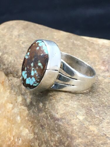 Southwestern Navajo Spiderweb Turquoise Ring | Sterling Silver | Sz 7.5 | 2871