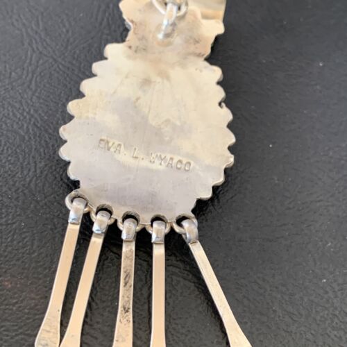 Old Pawn Zuni Multi-Stone Coral Needle Point Pendant Necklace | Sterling Silver | 12556