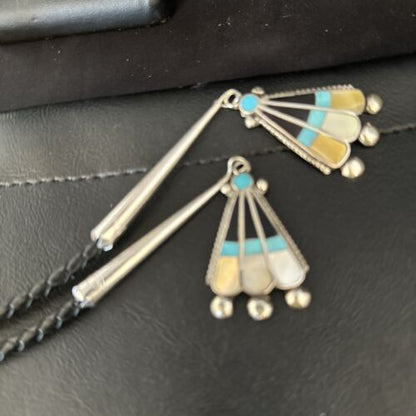 Men's Bolo Tie | Zuni Thunderbird Kingman Turquoise Inlay | Sterling Silver | 14232
