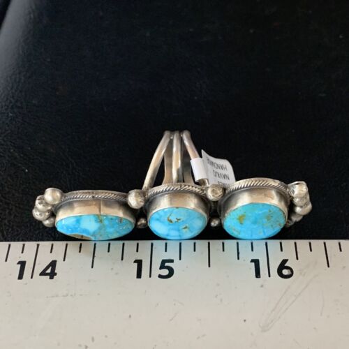Navajo Blue Kingman Turquoise Multi-Stone Ring | Authentic Native American Sterling Silver | Sz 5.5 | 14063