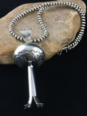 Southwestern Men's Navajo Sterling Silver Large Naja Necklace Pendant | 4" | Authentic Native American Handmade | 10041