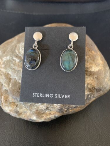 Navajo Labradorite Earrings | Sterling Silver | Authentic Native American Handmade | 13072