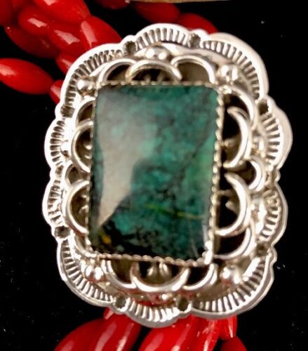 Navajo Spiderweb Turquoise Sterling Silver Men's Ring | Sz 11 Signed | Southwestern Native American | 3463
