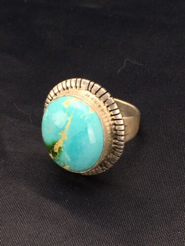 Royston Turquoise Navajo Ring | Sterling Silver | Sz 6.75 | Authentic Native American Handmade | 2654