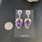 Navajo Purple Sugilite Dangle Earrings | Sterling Silver | 2" | Authentic Native American Handmade | 14405