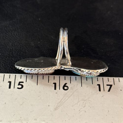Navajo Women's Turquoise Spiny Oyster Multi-Stone Ring | Authentic Native American Sterling Silver | Multi-Stone | Sz 7.5 | 14489