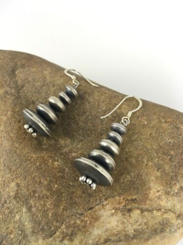 Native American Navajo Pearls Bead Earrings | Sterling Silver | 1.5" | 8861