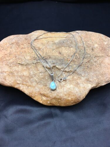 Navajo Turquoise Pendant | Sterling Silver | Authentic Native American Handmade | 20" | 8975