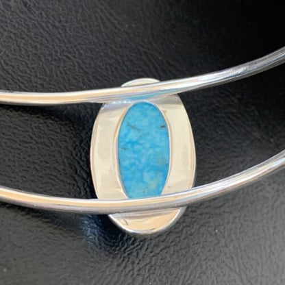 Minimalist Women's Blue Kingman Turquoise Cuff Bracelet | Sterling Silver | 12869