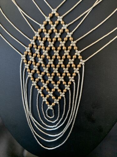 Gold-Filled Liquid Silver Heishi Necklace | 7-Strand Sterling Silver Tube | 18" | 12633