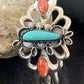 Men's Navajo Kingman Turquoise & Spiny Oyster Bracelet | Sterling Silver | Authentic Native American Handmade | 01031