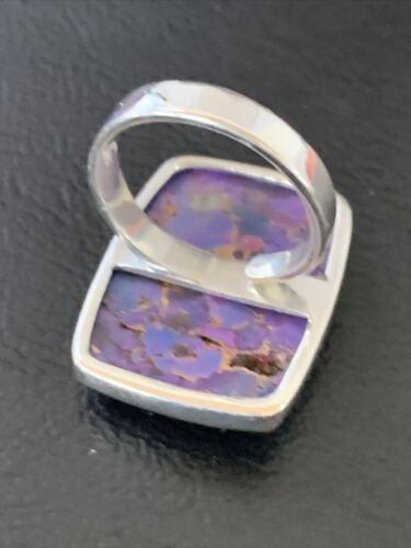 Adjustable Navajo Purple Mojave Turquoise Ring | Sterling Silver | Sz 8 | Authentic Native American Handmade | 11601 - Masha USA