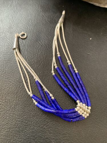 Beauty Stabilized 5-Strand Lapis Heishi Bracelet | Liquid Sterling Silver | 7.5" | 12637
