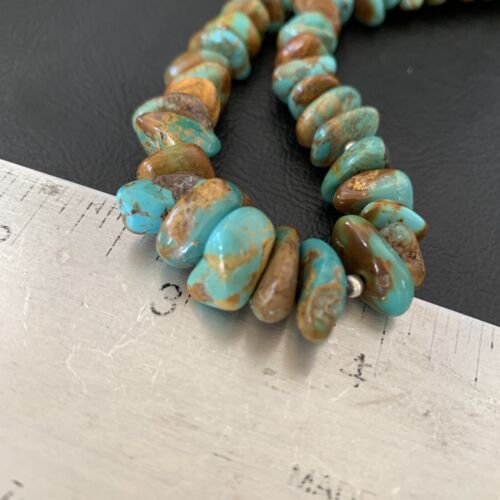 Navajo Royston Green Nugget Turquoise Shell Necklace | Sterling Silver | 24" | Authentic Native American Handmade | 10919