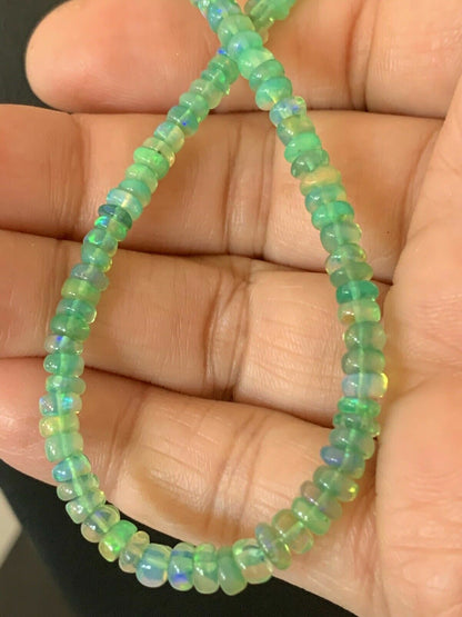 Southwestern Women's Necklace | Sterling Silver | Green Fire Faux Opal Beads | 18" | 00182