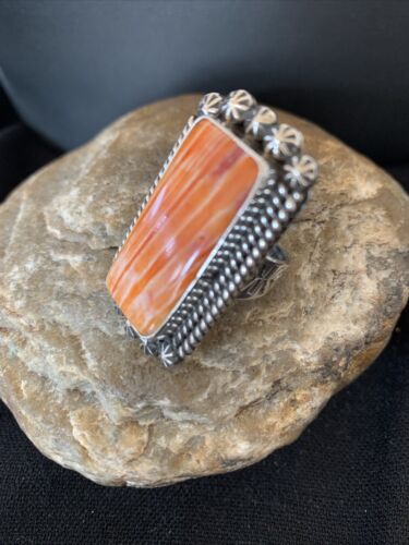 Native American Men's Navajo Spiny Oyster Ring | Sterling Silver | Sz 6.5 | 00999 - Masha USA
