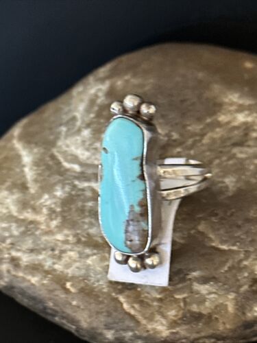 Navajo Blue Kingman Turquoise Ring | Sterling Silver | Sz 8.5 | 00435