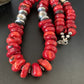 Navajo Red Coral Bead Necklace | Sterling Silver | 20" | Authentic Native American Handmade | 13375