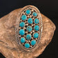 Navajo Kingman Turquoise Cluster Ring | Authentic Native American Sterling Silver | Multi-Stone | Sz 7.5 | 8392