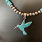 Navajo Hummingbird Inlay Pendant | Blue Turquoise & Opal | Sterling Silver | Native American Handmade | 11326