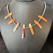 Navajo Spiny Oyster Stick Bead Necklace | Sterling Silver | 20" | Authentic Native American Handmade | 14329