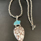 Navajo Pearl Wild Horse Kingman Turquoise Necklace Pendant | Authentic Native American Sterling Silver | Multi-Stone | 11811