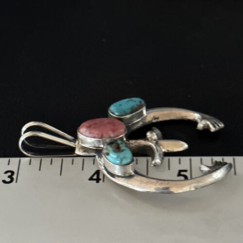 Navajo Blue Turquoise Purple Spiny Naja Pendant | Sterling Silver | Authentic Native American Handmade | 14672