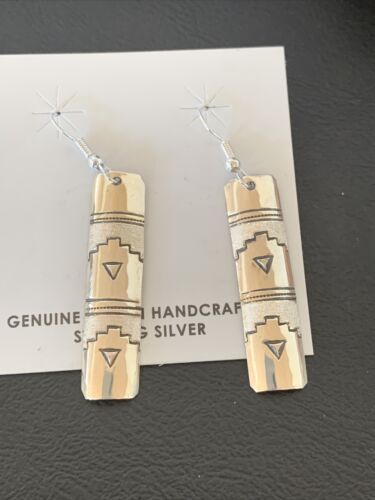 Navajo Stamped Sterling Silver Earrings Set | Authentic Native American Handmade | 11623