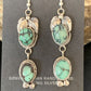 Navajo Green Spiderweb Turquoise Dangle Earrings | Sterling Silver | Authentic Native American Handmade | 13549