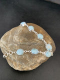 Navajo Blue Larimar 7 Link Bracelet | Sterling Silver | 7.5" | Authentic Native American Handmade | 10623