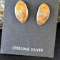 Navajo Orange Spiny Oyster Inlay Earrings | Sterling Silver | Authentic Native American Handmade | 14789