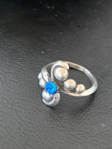 Southwestern Women's Navajo Blue Opal Ring | Sterling Silver | Sz 7 | 10814