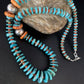 Navajo Natural Turquoise & Spiny Oyster Necklace | Sterling Silver | Authentic Native American | 25" | 13493