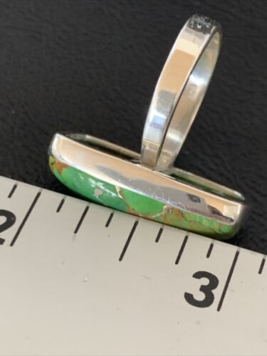Adjustable Navajo Green Mojave Turquoise Ring | Sterling Silver | Sz 8 | 11790