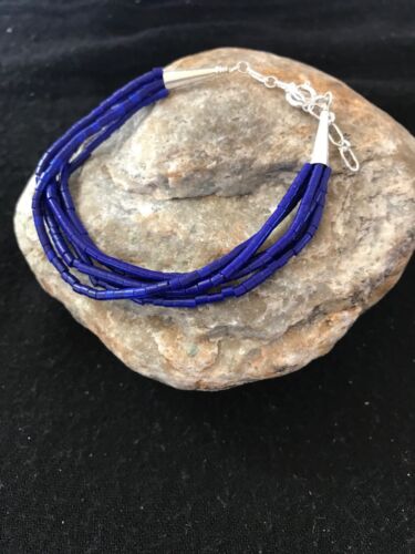 Blue Stabilized Lapis Heishi Bracelet | Sterling Silver | 5-Strand | 7" | 13598