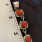 Navajo Red Coral Multi-Stone Pendant Necklace | Authentic Native American Sterling Silver | Multi-Stone | 13242