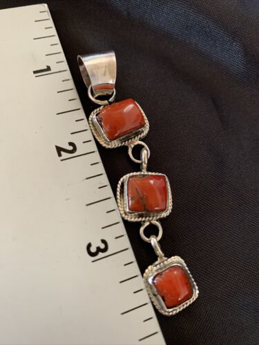 Navajo Red Coral Multi-Stone Pendant Necklace | Authentic Native American Sterling Silver | Multi-Stone | 13242 - Masha USA