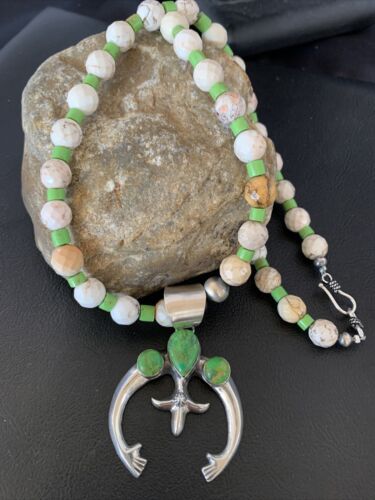 Navajo Green Turquoise Gaspeite Spiny Oyster Necklace NajaPendant | Sterling Silver | 22" | 10525