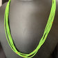 Native American Green Gaspeite Rice Heishi Necklace | 5 Strand | Sterling Silver | 20" | 12928