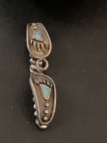 Vintage Navajo Sterling Silver Watch Tips | Old Pawn Blue Turquoise Inlay | Authentic Native American Jewelry | 1445