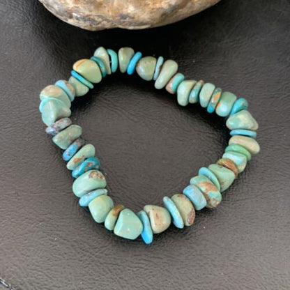 Men's Women's Stretch Bracelet | Blue Green Turquoise Stone | 7" | 11827