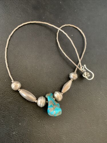 Southwestern Old Pawn Navajo Turquoise Heishi Pendant | Sterling Silver | 16" Chain | 1690
