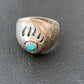 Native American Old Pawn Navajo Bear Paw Blue Turquoise Ring | Sterling Silver | Sz 6 | 2171