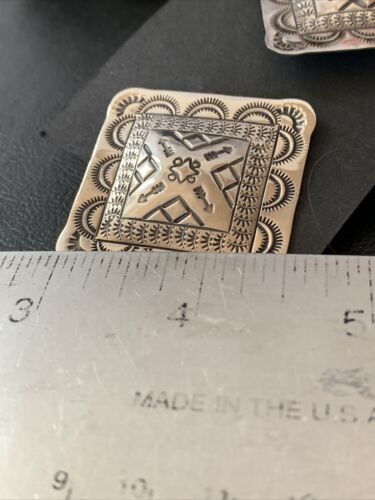 Southwestern Women's Navajo Stamped Earrings | Sterling Silver | Authentic Native American Handmade | 1672
