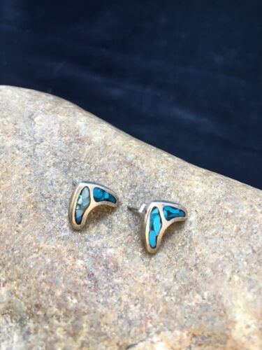 Native American Navajo Turquoise Earrings | Sterling Silver Inlay | Authentic Handmade | 8991 - Masha USA