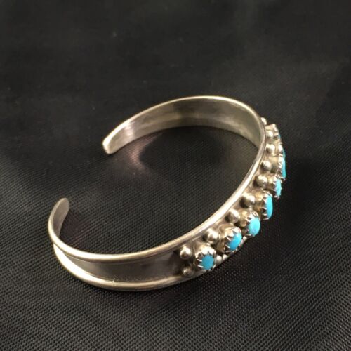 Children's Navajo Blue Turquoise Bracelet | Sterling Silver | Authentic Native American Handmade | 10183